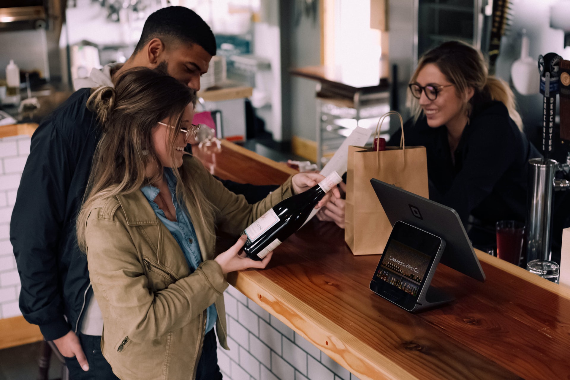 winery selling wine to customers