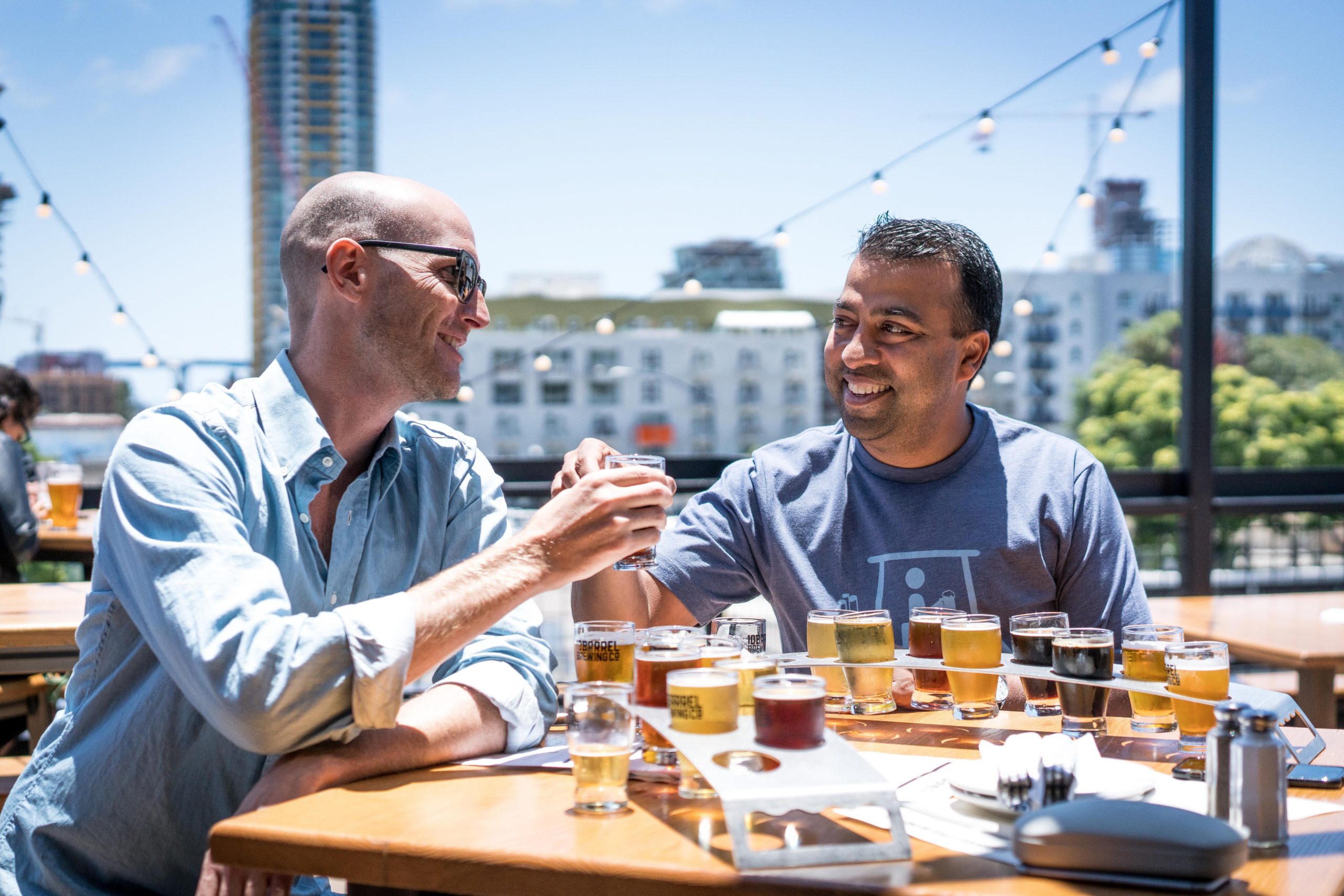 brewers enjoying a beer together