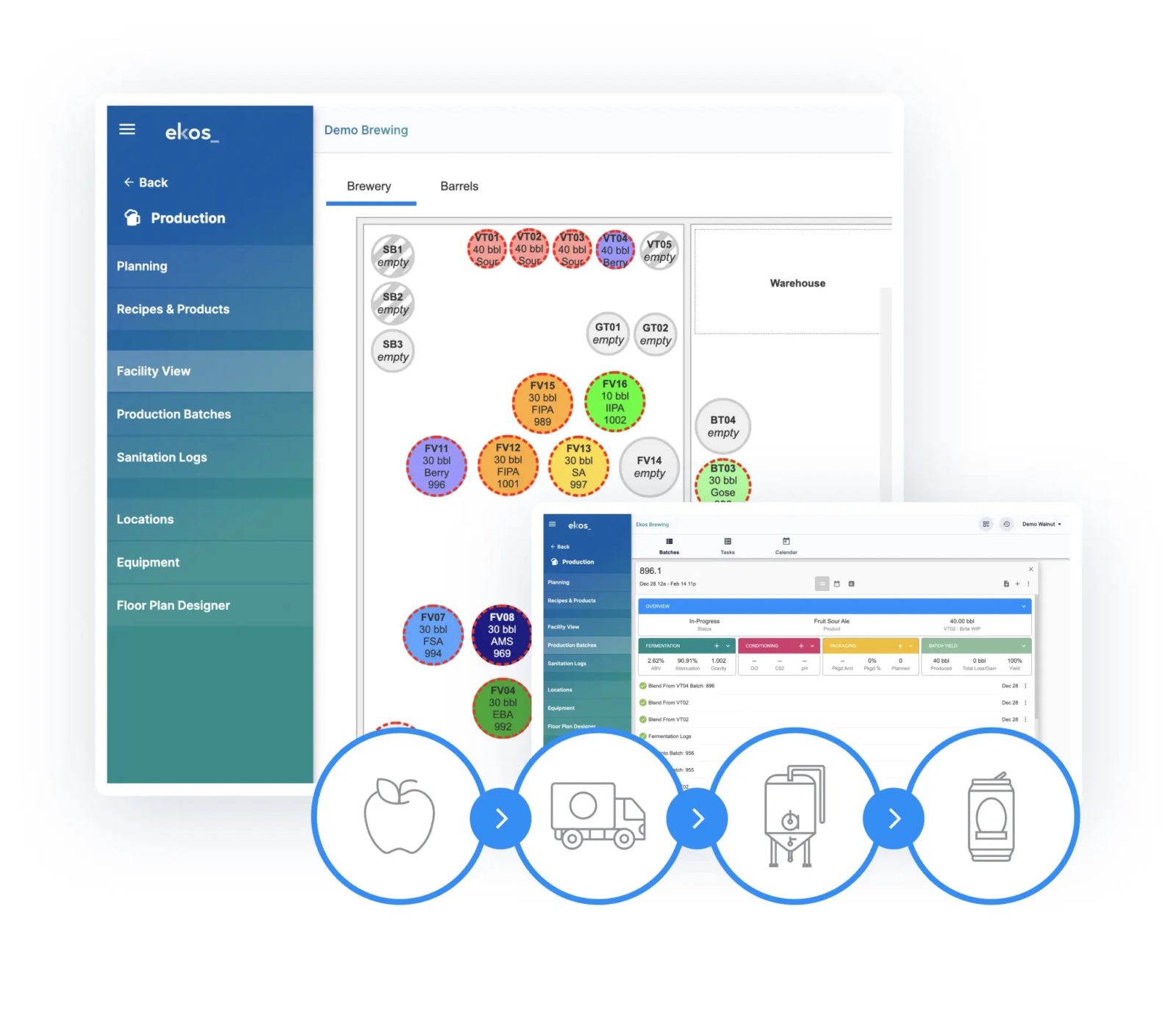 a screenshot of ekos business management software for cideries