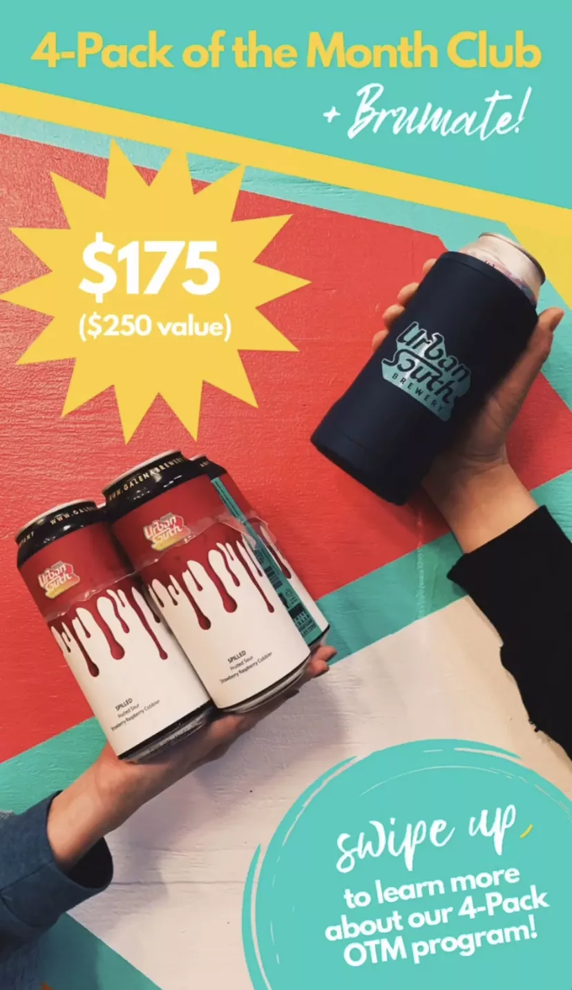a social media post promoting four-packs to-go